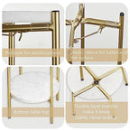 Gold Plant Stand Indoor Tall - 2 Tier White Marble Top Side Table, 29.5 Inch Modern Round Metal End Table for Living Room Corner, Small Bedside Tables for Entryway & Bedroom (11x11, Gold)