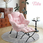 Tiita Lazy Chair with Ottoman, Pink Modern Large Accent Chair, Comfy Leisure Sofa Armchair with Ottoman, Reading Chair with Footrest for Bedroom, Living Room, Dorm Rooms, Pink - color: Peach Skin Pink