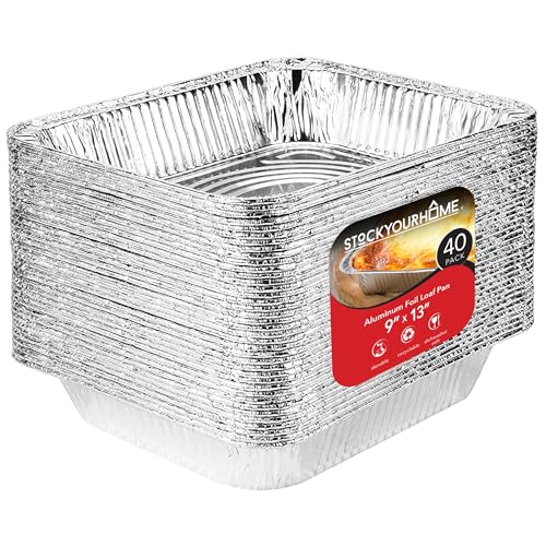 9x13 Aluminum Pans (40 Pack) - Disposable and Recyclable Foil Trays - Half Size Steam Table Deep Pans - Tin Foils for Cooking, Heating, Storing, Prepping Food, Stock Your Home - size: 40 Pack