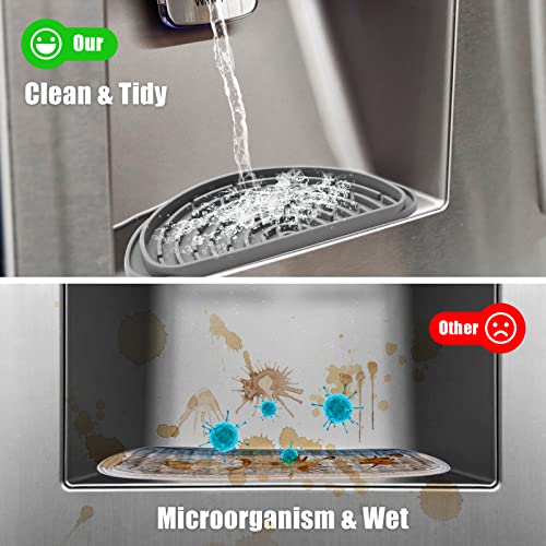 Refrigerator Drip Catcher, Refrigerator Drip Tray For Water Tray,Fridge Water Dispenser Drip Tray Prevents Water Splashes,Non-slip Silicone Dispenser Drip Collector for Ge Samsung-2 PCS Grey - color: Grey, size: 2PCS Semi-Circular