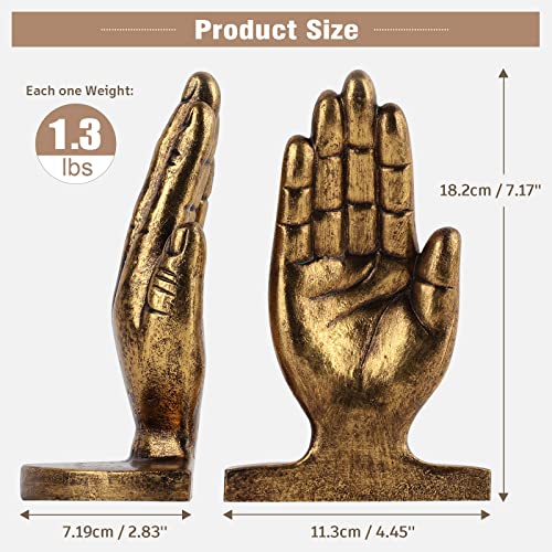 Book Ends to Hold Books Heavy Duty - Book Ends for Shelves, MXARLTR Decorative Bookends for Heavy Books with Anti-Slip Base Book Stopper for Home Office Meditation Yoga Room Decor (Antique Brass)