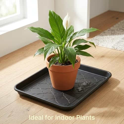 Kingrol 4-Pack Shoe Tray for Entryway Indoor, Small Boot Tray 16.5", Multi-Purpose Waterproof Mat for Shoes, Pet Bowls, Plants & Cleaning Supplies, Floor Protection Tray