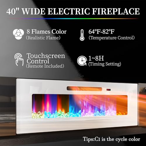 AMERLIFE Fireplace TV Stand with 40" Fireplace, 80" Modern Fireplace Entertainment Center LED Lights, 2 Tier TV Console Cabinet for TVs Up to 90", Black & White - color: Black & White, size: 80"