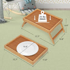 Artmeer Bed Tray Table with Folding Legs,Bamboo Breakfast in Bed for TV Table, Laptop Computer Tray,Eating,Snack Tray(Bamboo) - color: Bamboo, size: Medium