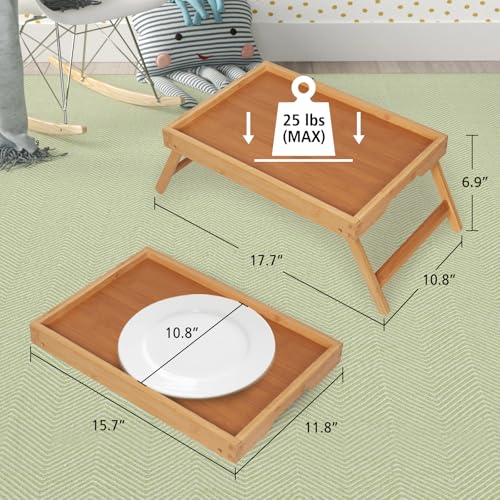 Artmeer Bed Tray Table with Folding Legs,Bamboo Breakfast in Bed for TV Table, Laptop Computer Tray,Eating,Snack Tray(Bamboo) - color: Bamboo, size: Medium