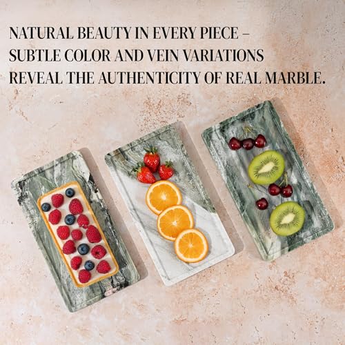 Green Marble Tray – 12" x 6.5" Decorative Vanity Tray for Bathroom, Countertop, Jewelry, Candles, Kitchen | Natural Stone Organizer for Makeup, Perfume, Skincare & Home Décor