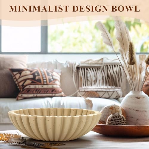 YMXYJM Large Decorative Bowl, Modern Handicraft Bowls for Home Decor, Decorative Fruit Bowl for Kitchen Counter, Ruffle Decor, Stylish Key Bowl for Entry Table, Artificial Travertine Beige - color: Stone Beige