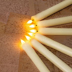 Homemory Real Wax LED Flameless Taper Candles with Remote Timer, 9.6 Inches Ivory Fake Candlesticks, Dripless Battery Operated Window Candle with 3D Flickering Flame for Fireplace Xmas Halloween - style: Farmhouse - Ivory 9.6"