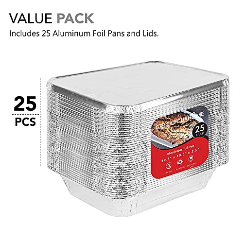 Disposable Aluminum Pans with Lids 9x13 (25 Pans and 25 Lids), Food Containers for Baking, Cooking, Heating, Storing and Prepping, Stock Your Home - size: 25 Pack w/ Lids