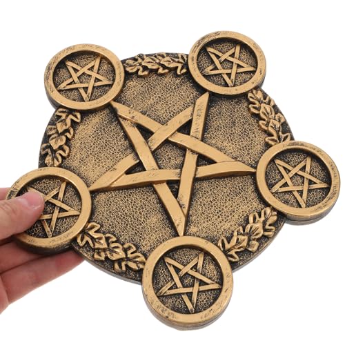 Star Candle Holder Pentacle Altar Plate Resin Tealight Holder Tray Witchcraft Altar Supplies for Witchcraft Wiccan Tarot Supplies