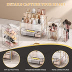INVSSENE Stackable Makeup Organizer Countertop, Storage Perfume Skincare Cosmetic Lipstick Face Mask Makeup Brush Palettes, Ideal for Vanity Bathroom Counter - color: 3516 Clear
