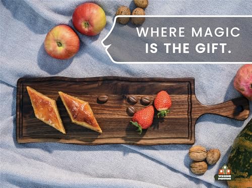 Elegant American Black Walnut Wood Long Serving Board with Handle - Charcuterie Wooden Board - Stylish Versatility for Culinary Delights - Reversible with Juice Groove - 19x6x0.8 in - Woodie Poppins - size: 19" x 6" x 0.8"
