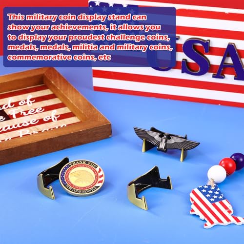 Yaocom 4 Pcs 1.69 Inch Metal Challenge Coin Display Stand Military Coin Holder Medallion Token Holder for Veterans Collectors Fits 2 Inches and up Coins Pocket Watches Medals (Bronze) - color: Bronze