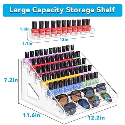 Pero Pero Nail Polish Organizer Acrylic Display Rack for Nail Polish Holder Sunglasses Organizer Essential Oils Holder Clear Eyeglasses Display Case Makeup Organizer - style: 7Layers