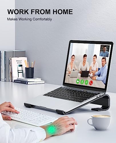 Soqool Laptop Stand for Desk, Ergonomic Detachable Laptop Riser, Aluminum MacBook Stand, Compatible with 12-17'' All Laptops Such as MacBook Pro/HP/Dell/Lenovo, Black - color: Black