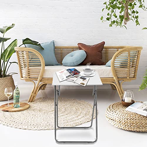 Garden 4 you Folding TV Tray Table,TV Dinner Table with Sturdy MDF Top,Eating Trays for Living Room with No Assembly Required, 2PCS (White) - color: White, size: 2pcs
