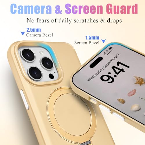 ankofave for iPhone 14 Pro Max Case with Magnetic Invisible Stand, Matte Luxury Metallic Luster, 3.0 mm Thick Protection Hard PC Scratch-Resistant Phone Case for iPhone 14 Pro Max 6.7", Champagne Gold - color: Champagne Gold, size: iPhone 14 Pro Max