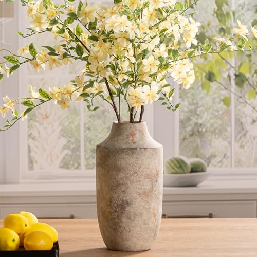 Mitt&Ditt Ceramic Flower Vase, 12.5 inch Tall Off-White Vase, Large Decorative Terracotta Vases, Farmhouse Rustic Pottery Vases for Home Decor, Living Room, Table - color: B-12.5"h-terracotta