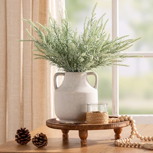 Mitt&Ditt Ceramic Flower Vase with Handles, 8 inch Tall Off-White Vase, Decorative Terracotta Vases, Farmhouse Rustic Pottery Vases for Home Decor, Living Room, Table - color: A-8"h-antique