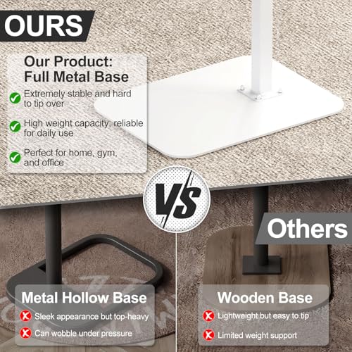HzTinT Side Table Sofa Tray for Couch Heavy Metal Base Swivel/Adjustable Height, Sofa Bed Bathroom Study TV Tray C Shaped End Table Food Snack Trays for Eating - color: White, size: 11.8*15.7 in