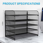 A4/Legal/Letter Size，5 Tier Mesh Letter Tray File Organizer,15.2 x 9.5 x 13.4 inches,Office File Folder Holder,Space Saving,Black - style: 1-Pack