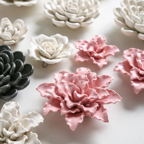 Ceramic Flower Wall Decor Handmade Rose Art Flower for Living Room Home Hallway Bedroom Kitchen Farmhouse Bathroom Dining Room Starfish Lotus White 3.5 in - color: Starfish Lotus White, size: 3.5 in