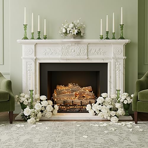Mumufy 10 Pcs Glass Crystal Taper Candle Holders Clear Glass Candlestick Holder Fit 0.8 Inch Candles Crystal Decorative Candle Stand Centerpiece Table Wedding Dining Party (Classic,Green) - color: Green