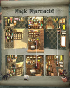 Cutefun Book Nook Kit, DIY Miniature Dollhouse Booknook for Adults, 3D Wooden Puzzle Bookend Bookshelf Insert Decor with LED Light, Gift for Craft Lovers (Magic Pharmacist) - style: Magic Pharmacist