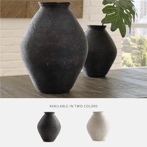 Signature Design by Ashley Hannela 12" Modern Distressed Polyresin Vase, Antique Brown - color: Dark Brown, size: 12 Inch