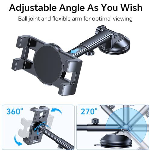 Tablet Holder for Car ipad Holder for Car【Windshield+Dash】Suction Cup ipad Mount for Truck Stand【360° 】Tablet Car Mount soporte para tableta para auto for All 4.7"-12.9" Apple iPad Samsung Galaxy Tab