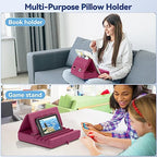 KDD Tablet Pillow Holder, Foldable iPad Stand for Lap, Bed and Desk -Tablet Soft Pad Dock with Pocket & Stylus Mount Compatible with iPad Pro 12.9, 10.5, 9.7 Air Mini 6 5 4 3, Galaxy Tab, E-Reader - color: Purple