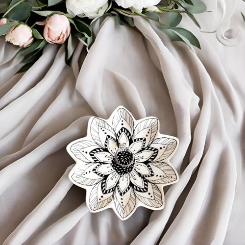 Small Flower Jewelry Dish Tray, Decorative Ceramic Trinket Dish, Modern Accent Tray for Vanity