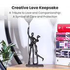 Handcrafted Iron Couple Sculpture - Metal Sculpture Art Modern Home Decor Bronze Love Statues and Sculptures Romantic Figurines Metal Statues for Home Decor - style: Holding balloons