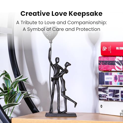 Handcrafted Iron Couple Sculpture - Metal Sculpture Art Modern Home Decor Bronze Love Statues and Sculptures Romantic Figurines Metal Statues for Home Decor - style: Holding balloons