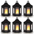 Mini Star Lantern with Flickering LED,Battery Included,Decorative Hanging Light,Christmas Decoration,Indoor Candle Lamp,Battery Lantern Indoor Use,Zkee(Set of 6 Black)