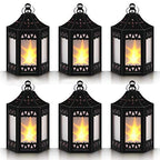 Mini Star Lantern with Flickering LED,Battery Included,Decorative Hanging Light,Christmas Decoration,Indoor Candle Lamp,Battery Lantern Indoor Use,Zkee(Set of 6 Black)