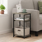 Furinno Just 3-Tier Metal Frame End Table with Storage Shelves, 1-Pack, French Oak - color: French Oak, size: 1-Pack, Metal Frame, 3-Tier