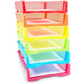 Bright Creations Classroom Turn in Trays - 6-Pack, Letter Size, 12.75 x 9.75 x 2.75 in, Rainbow Plastic - Teacher Supplies & Classroom Must Haves - Stackable Paper Organizer & Homework Trays