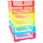 Bright Creations Classroom Turn in Trays - 6-Pack, Letter Size, 12.75 x 9.75 x 2.75 in, Rainbow Plastic - Teacher Supplies & Classroom Must Haves - Stackable Paper Organizer & Homework Trays