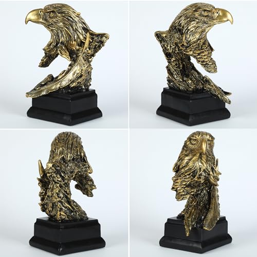 H&W Golden Bald Eagle Figurines - The USA's National Emblem - Resin Statue Decoration for Home/Study/Living Room, Great Collectible Figurines, Best Gift for The Man, Golden (HH17-D4) - color: Eagle-golden