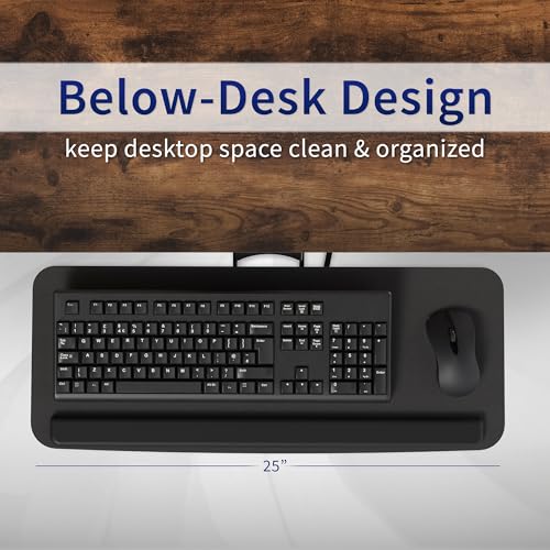 VIVO Adjustable Computer Keyboard & Mouse Platform Tray Ergonomic Under Table Desk Mount Drawer Underdesk Shelf (MOUNT-KB03B) - color: Black, size: 25"