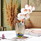 Unique Hand Painted Colorful Peacock Shaped Crystal Glass Vase-11 inch Tall. (Hand Painted Colorful) - color: Hand Painted Colorful