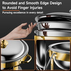 Chafing Dishes for Buffet, 4 Pack 5QT Round Stainless Steel Chafing Dish Set for Home Parties, Christmas Gatherings, Catering Events Complete Buffet Warmer Set (Golden 2) - color: Golden 2