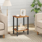 TUTOTAK End Table, Side Table, Nightstand, 2-Tier Storage Shelf, Sofa Side Table for Small Space, Living Room, Bed Room Brown and Black TB01BB034 - color: Brown and Black