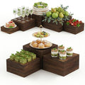 8 PCS Wooden Buffet Risers, Nesting Rustic Wood Display Stands, Multi-Size Dessert Table Display Set for Catering, Wedding & Party Events