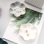 HANKOR 4.7 inch Small Ring Dish, Ceramic Jewelry Holder Tray, White Catch All Trinket Bowl for Keys Rings Earrings - color: White