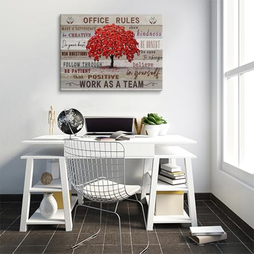 HDXUFJQ Office Inspirational Wall Art Office Rules Canvas Wall Decor Team Rules Motivation Positive Quotes Pictures Prints Teamwork Painting for Home Office Ready to hang(24"x36") - color: Office Rules, size: 36"L x 24"W