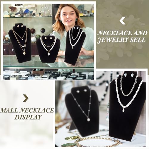Wenqik 10 Pcs Black Velvet Necklace Display Stand 2 Size 10.9in 8.25in Tall Necklace Easel Display Set Foldable Black Velvet Jewelry Bust Easel for Jewelry Selling Vendors Shows