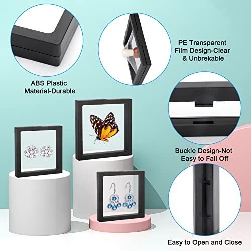 Linkstyle 10PCS Challenge Coins Display Stand Holder, 3D Floating Frame Transparent PE Floating Display Case, Jewelry Storage Box Suspension Frame for Medal, Medallion, Stamps - size: 4.3x4.3in, 5.5x5.5in