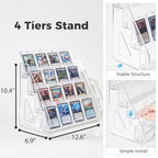 DEEIF 4 Tier Acrylic Trading Card Display Stand, 12" Riser Display Shelf for Magnetic Holders, Toploaders, PSA Graded Cards, TCG Sports Card Collection (1 Pack) - size: 4Tier, 1Pack